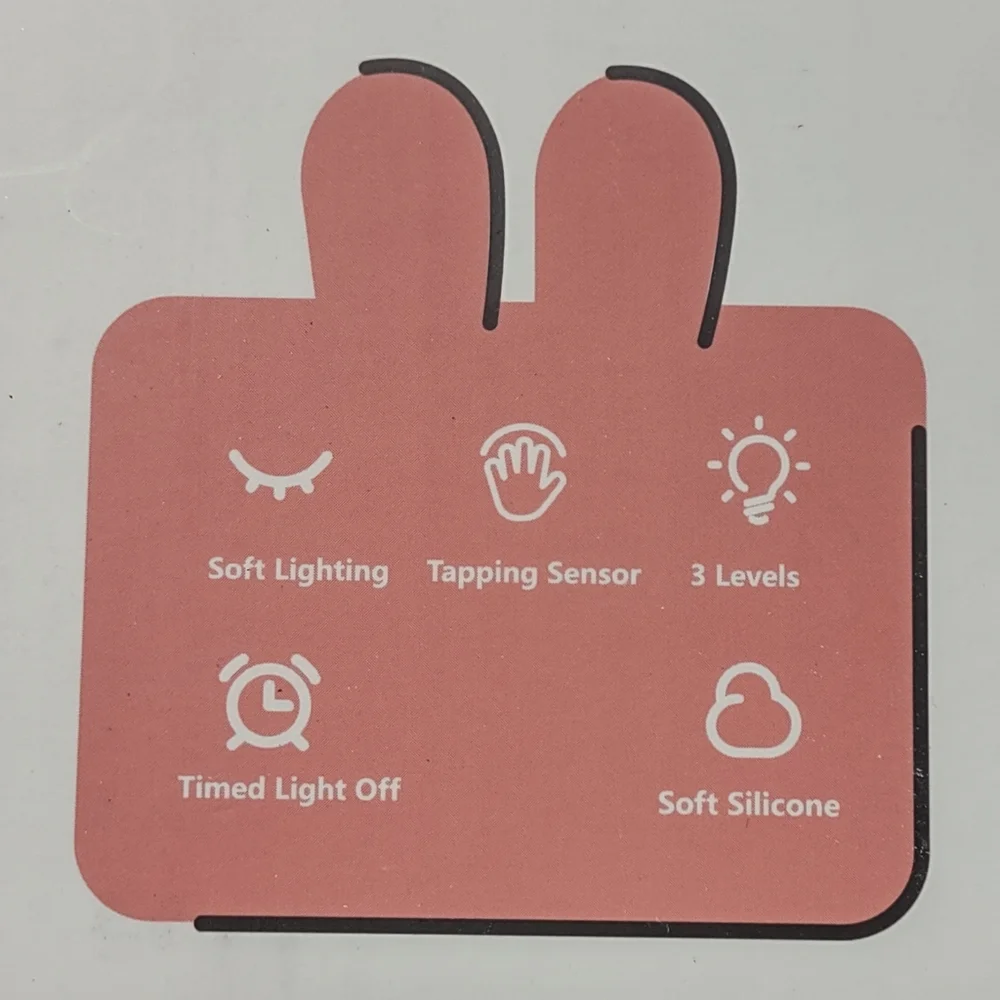 Big Face Rabbit Silicone White Bunny Night Light Touch Activation